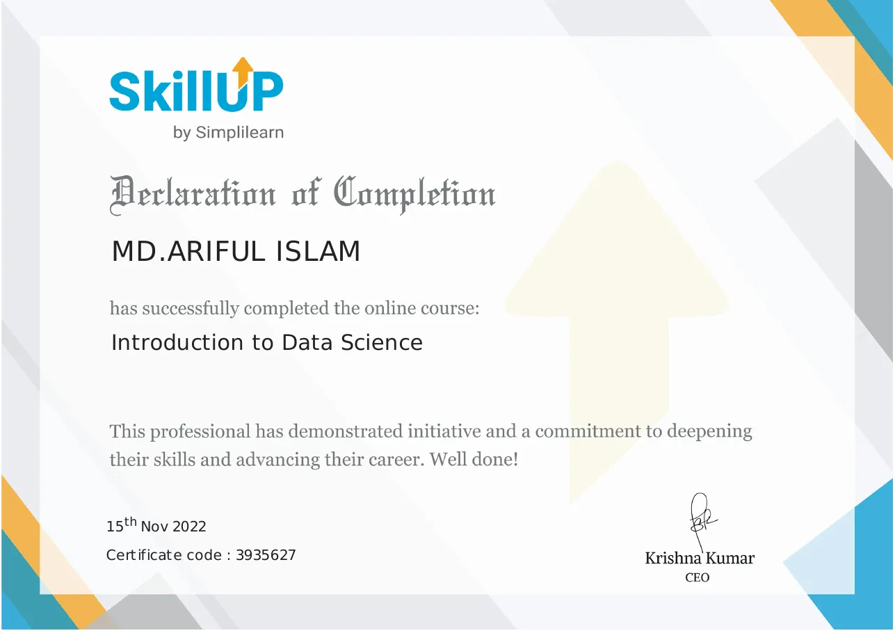 Introduction to Data Science certificate